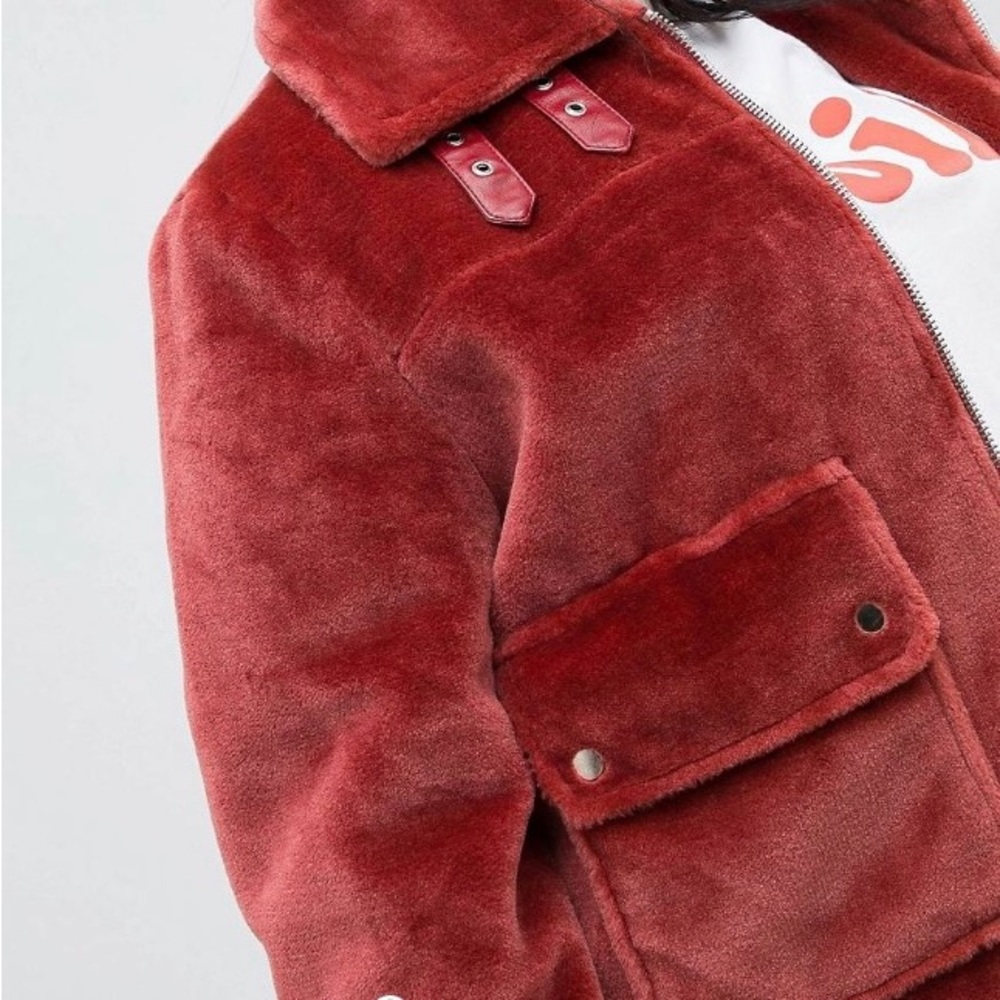 ASOS Curve Red Bomber Jacket - Picture 2 of 14
